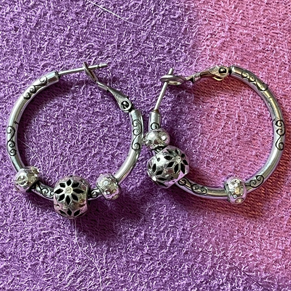 Brighton silver beaded hoops
